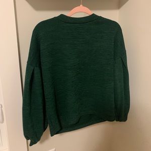 Green Balloon Sleeve Sweater